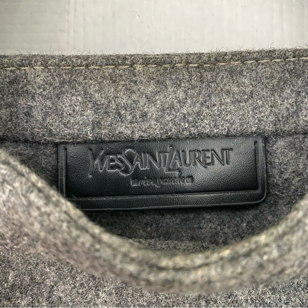 YSL Felted Wool Tote Bag Safety Pin Print - Picture 3 of 6